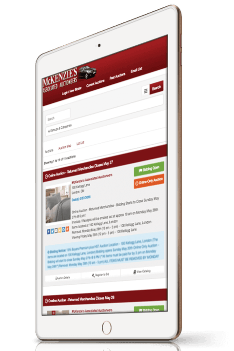 McKenzie’s auction catalogue on a tablet