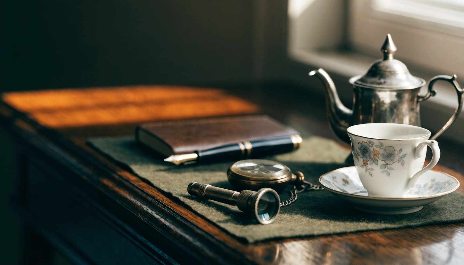 Silver teapot, porcelain cup, pocket watch and a loupe on an appraiser’s desk (representative image)