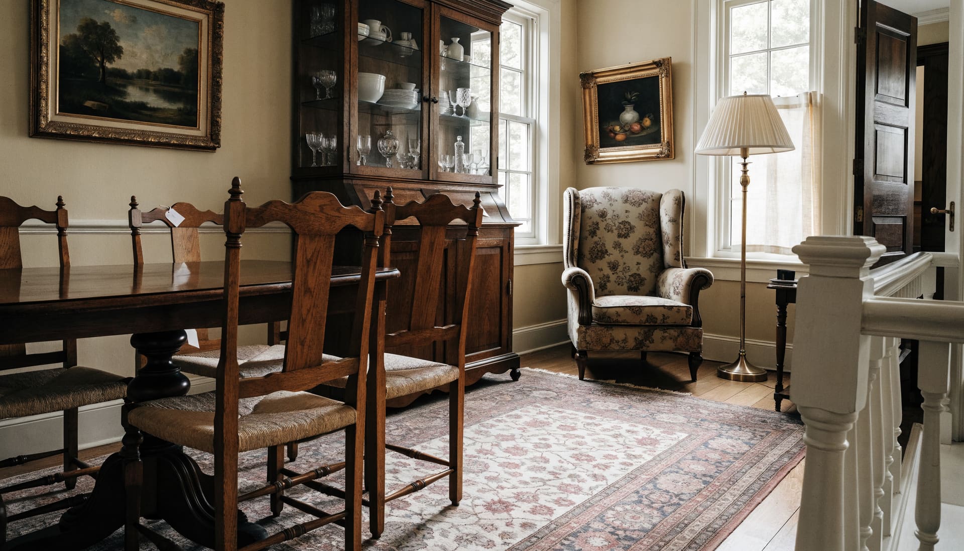 A furnished dining room prepared for an online estate auction (representative image)